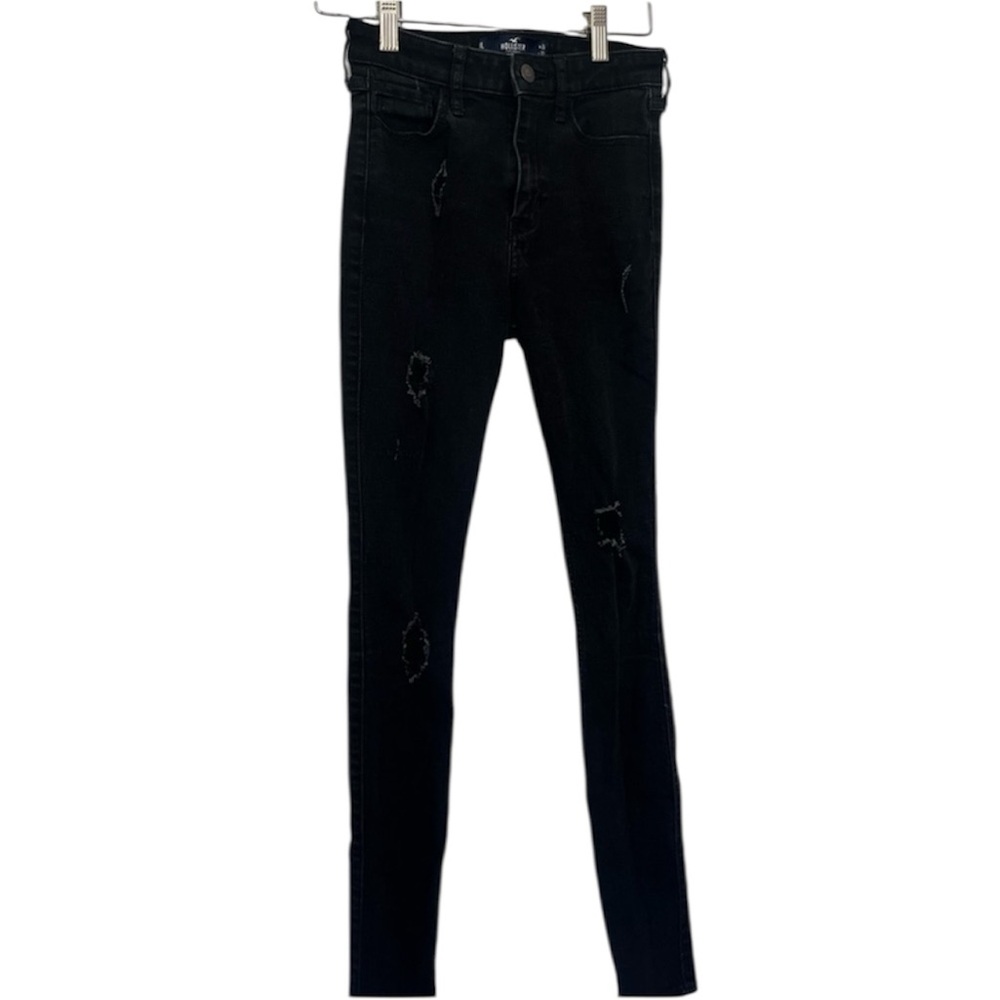 Skinny High Rise Distressed Ripped Black Hollister Jeans